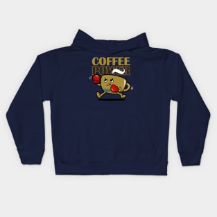 Coffee Power Cute Boxer Boxing Coffee Cup Kids Hoodie